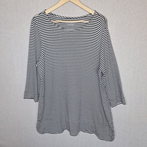 Chicos Tops - 💙 Chicos Striped Ultimate Tee with Pockets Cotton Size XL/2X Comfy Relaxed Fit